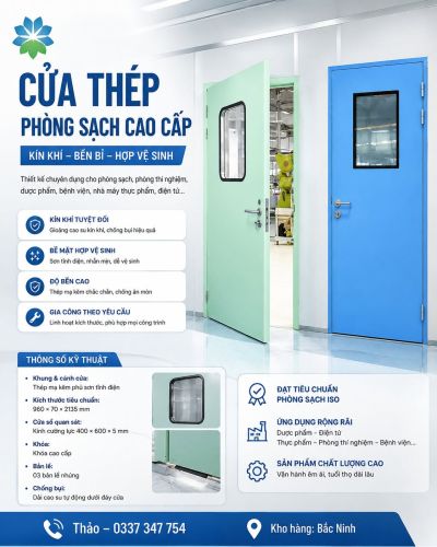 

CỬA THÉP PHÒNG SẠCH – GIẢI PHÁP KIỂM SOÁT MÔI TRƯỜNG SẢN XUẤT ĐẠT CHUẨN

