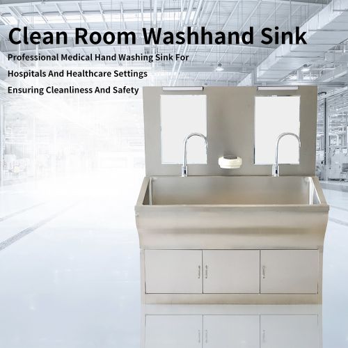 Bồn rửa tay đôi bằng thép không gỉ 304 dùng để vệ sinh và khử trùng an toàn cho sức khỏe