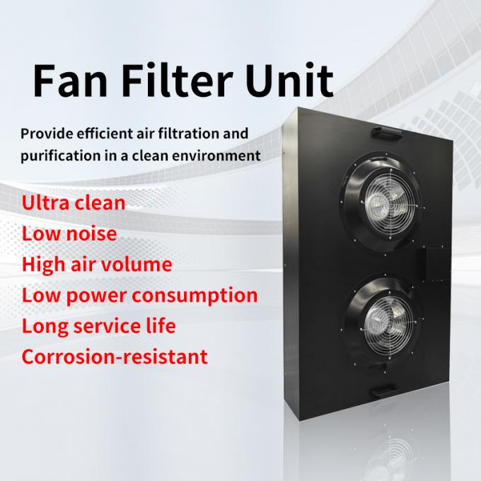 Sơn tấm lạnh FFU Bộ lọc giảm tiếng ồn thấp Chất gây ô nhiễm không khí Màu đen cho phòng sạch 0