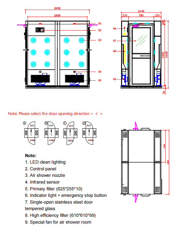 Vòi hoa sen khí kép đạt chứng nhận GMP | Thép không gỉ 304 & Độ ồn ≤60dB | Thiết kế ISO cấp dược phẩm 4