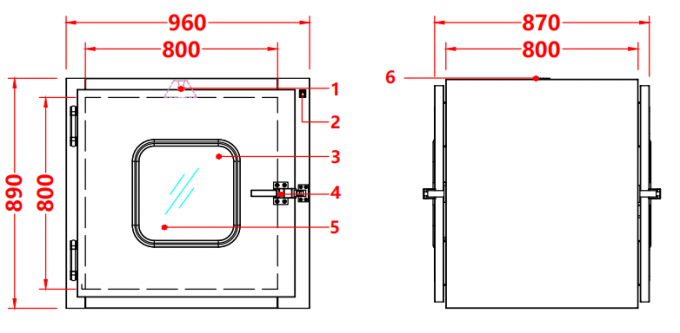 Hộp chuyển mẫu bằng thép không gỉ 304 đạt chuẩn GMP/Cửa lồi | Thiết bị phòng sạch công nghiệp 2