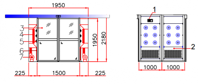 Cửa trượt tự động Air Shower | Thiết kế chống cháy & chống va chạm radar DIN75200 | ISO 14644-1 0