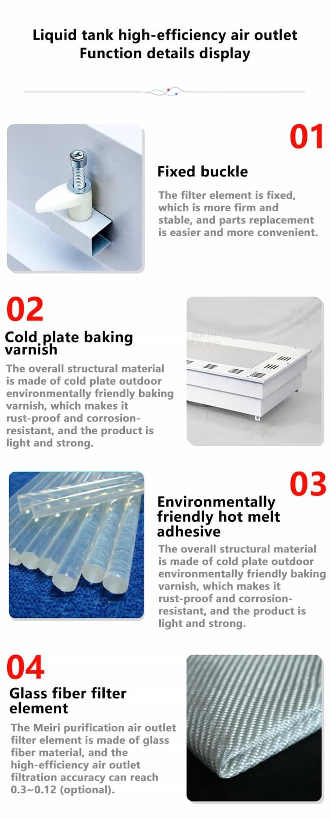 Ống thông hơi HEPA máng chất lỏng 584×584×480 - Nguồn cung cấp không khí phòng sạch không rò rỉ cho chất bán dẫn/công nghệ sinh học 0